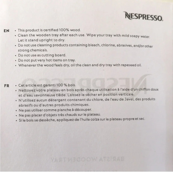 Nespresso | Barista Wooden Serving Tray with Handles; BNIB, 15in- or Charcuterie - Picture 3 of 4